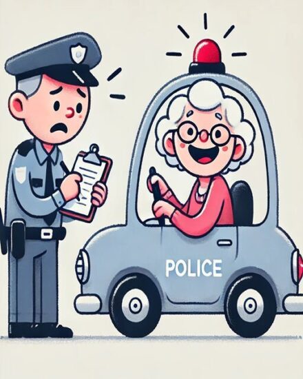 An elderly woman named Margaret was pulled over by a police officer for speeding.