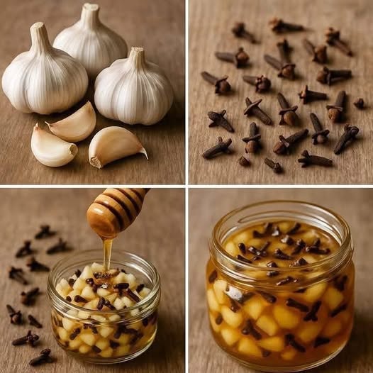 Mixing Garlic and Honey with Cloves