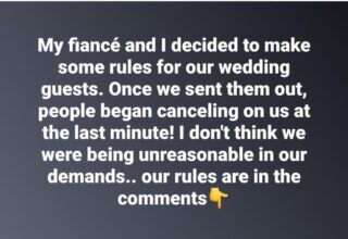 Woman sends list of rules to wedding guests – soon a lot of them start cancelling