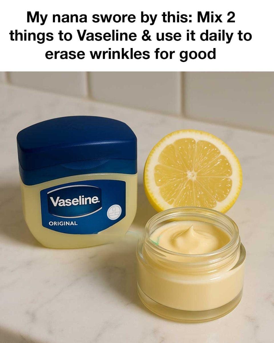 My nana swore by this: Mix 2 things to Vaseline & use it daily to erase wrinkles for good