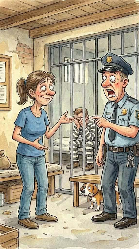 A woman visits her husband in prison