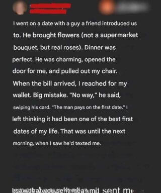 My partner insisted on paying the bill; I regret letting them do it.