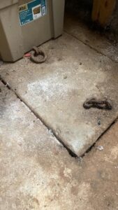 “Does anyone know what this might be? It’s located in the back right corner of our garage in a 1952 ranch-style home in California. I’ve tried lifting it, but it’s too heavy for me. Lol” Credit: Lisa Vogt Knapp