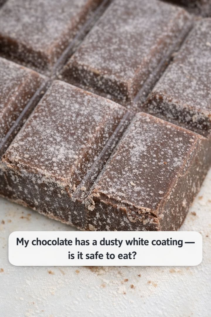 My chocolate has a dusty white coating — is it safe to eat?