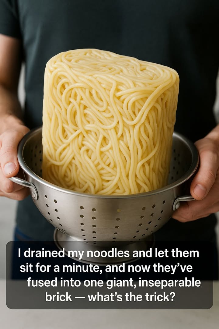 I drained my noodles and let them sit for a minute, and now they’ve fused into one giant, inseparable brick — what’s the trick?