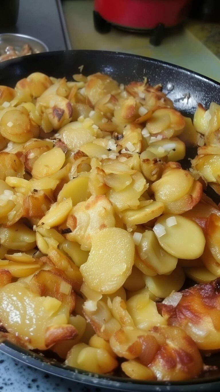 Fried Potatoes Onions And Smoked Polish Sausage