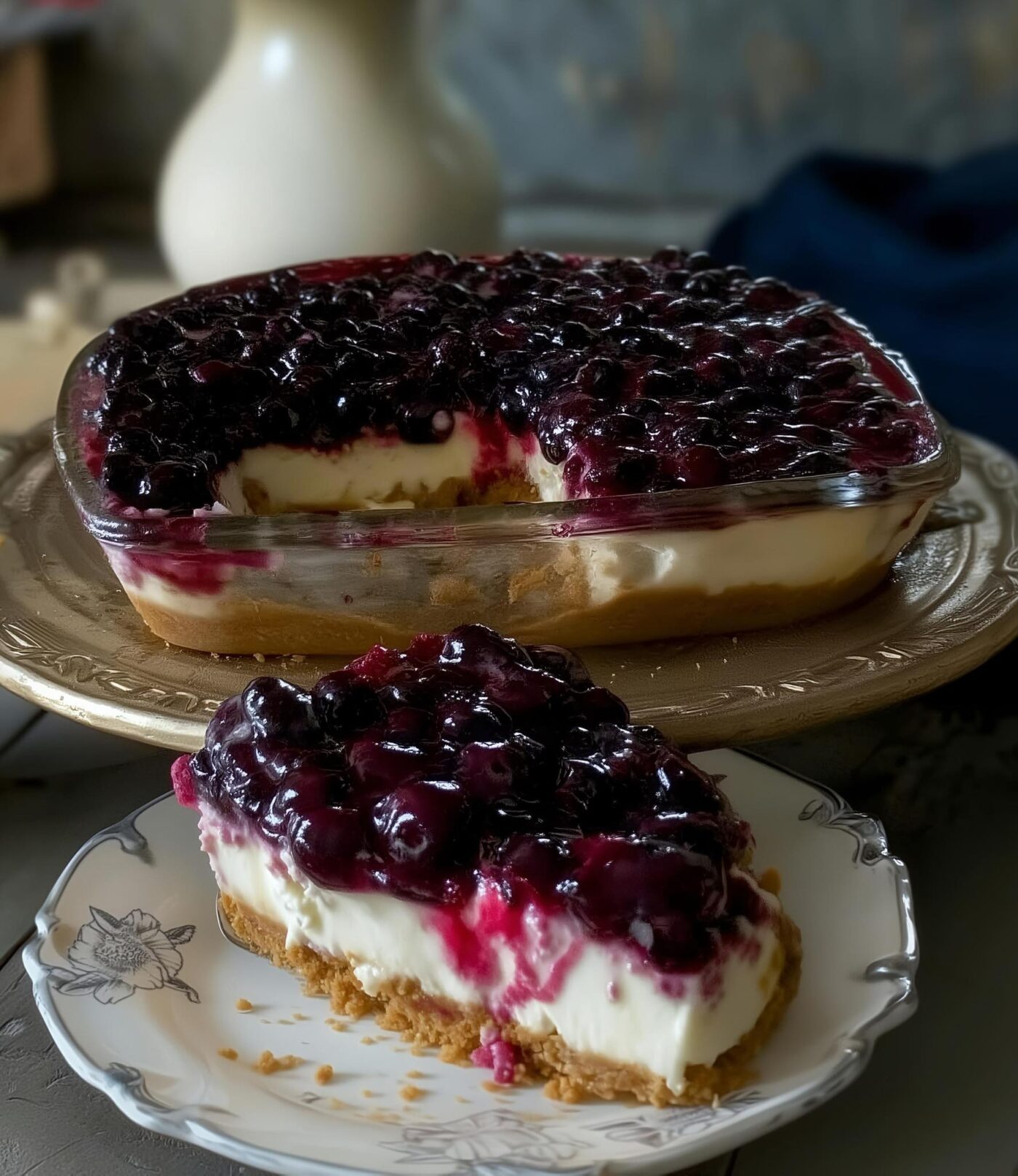 Fresh Blueberry Cheesecake with Homemade Crust