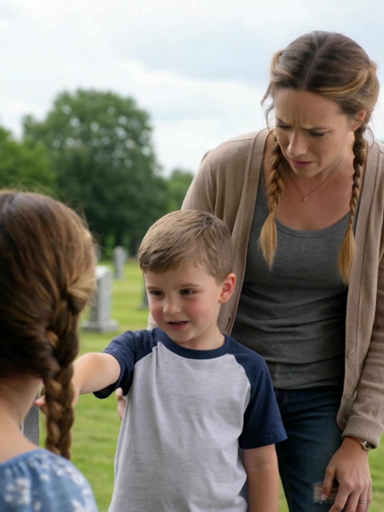 I Was Mourning My Twins at Their Grave When a Boy Said, “Mom… Those Girls Are in My Class