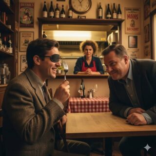 A blind man walked into a cozy little restaurant and sat down at a corner table.