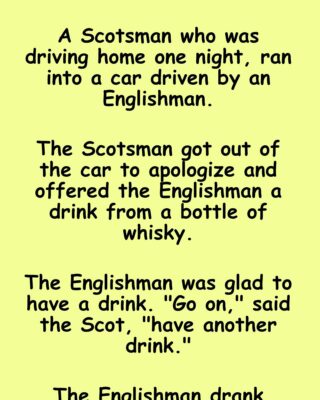A Scotsman drove his car and run into a car driven by an Englishman