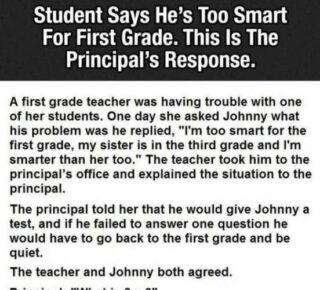 “Student Claims First Grade Isn’t Challenging Enough Due To His Intelligence – Principal’s Reaction”