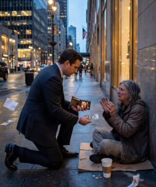 He knelt before a homeless woman to give her $100… but the moment she saw the photograph tucked inside his wallet, her world shattered — and she screamed her deceased daughter’s name.