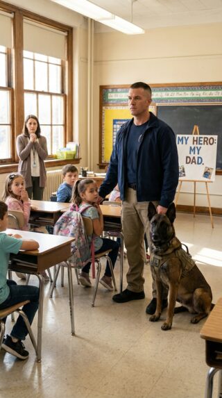 “Apologize to my daughter—right now,” a furious father demanded after a teacher dismissed him as “just a Marine.” Moments later, the Marine arrived at the school with his loyal K9 partner, turning the tense confrontation into something nobody expected.