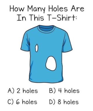 Just 14% Figure Out Correct Number Of Holes In T-Shirt…