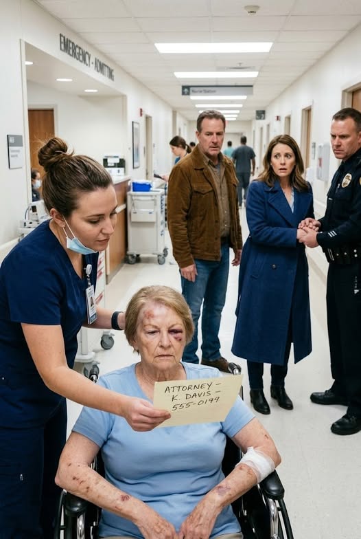 When the doctor asked about the bruises on my body, my daughter quickly answered, “She’s clumsy—she falls all the time.” I said nothing… but when the nurse returned alone, I slipped her a small folded note.