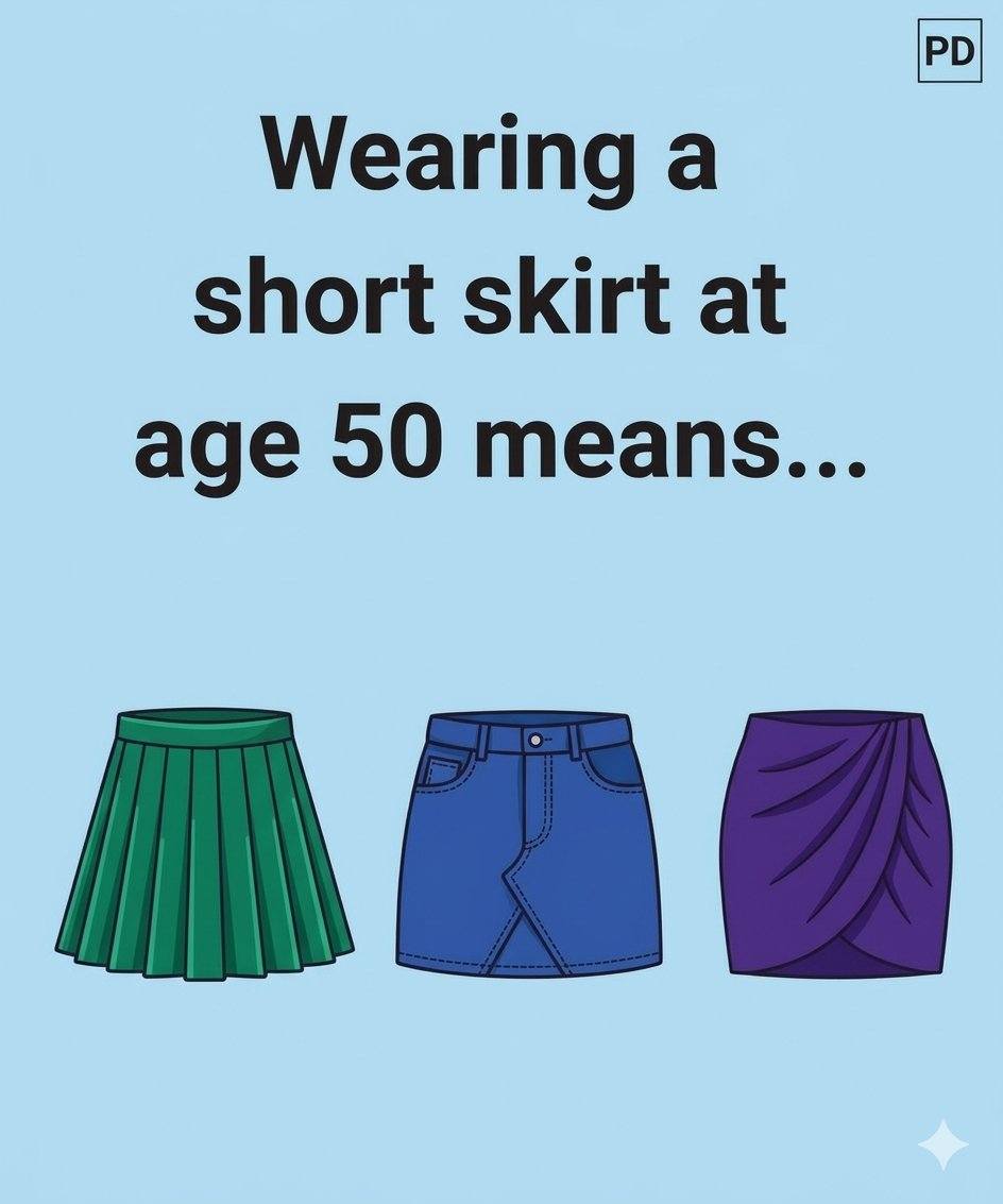 Wearing a short skirt at age 50 means…