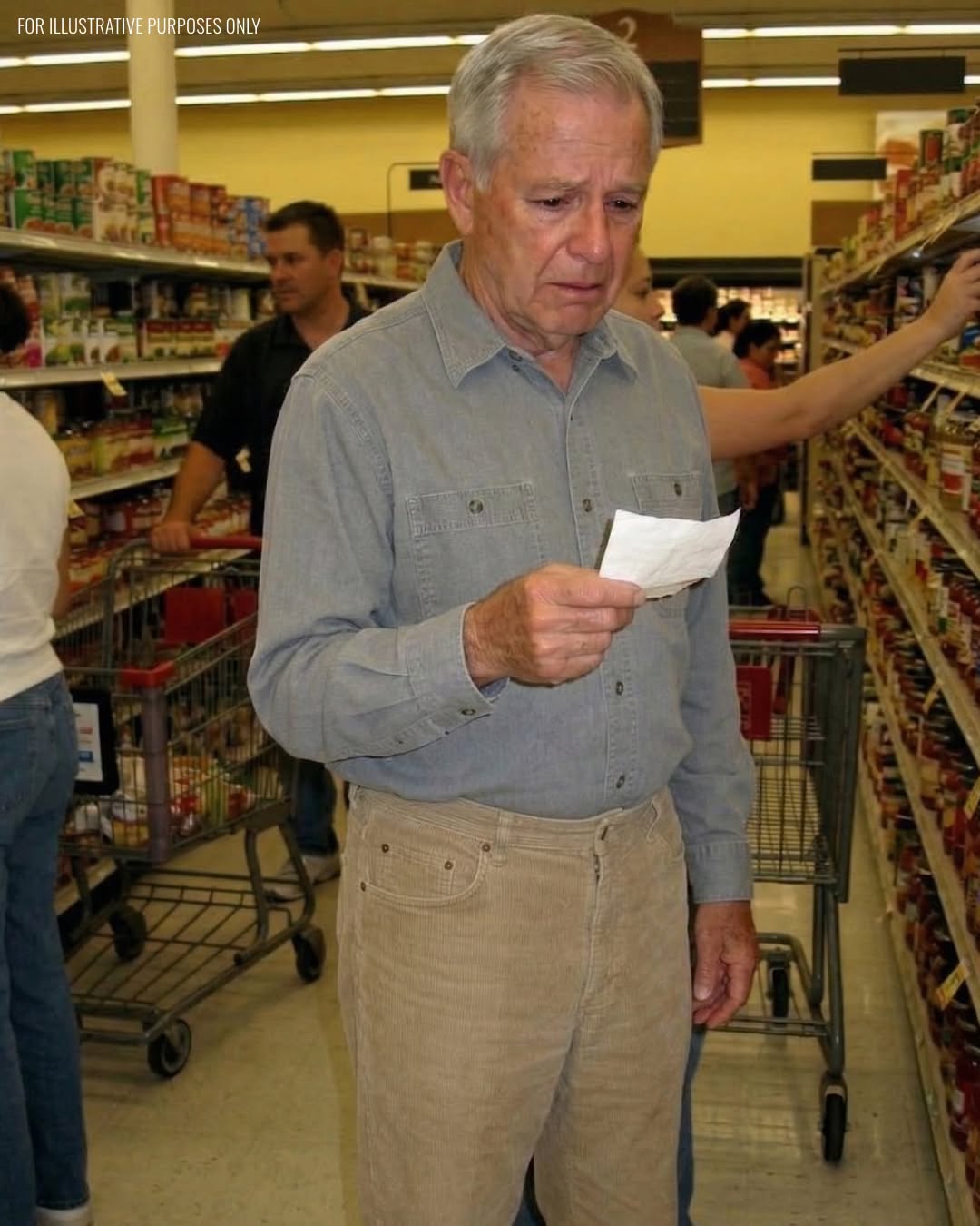 At the Grocery Store, I Helped an Old Man Who Had Lost His Wife – Then I Noticed a Hidden Message from Her He Had Almost Missed