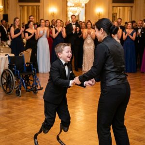 I took my disabled son to a 5-star restaurant, dreading the pitying stares. A waitress approached, completely ignoring my billions. I tensed up, expecting her to ask us to move. Instead, she bowed to my son and whispered, “would you like to lead me in a dance from your chair?” The music stopped. I was ready to defend him, but what she did next made me crumble in tears…
