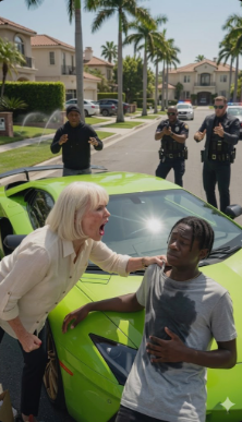 She Called 911 on 2 Black Teenagers for “Stealing” a $350,000 Lamborghini in Her Elite Neighborhood—But When the Real Owner Walked Up, Her Heart Completely Stopped.