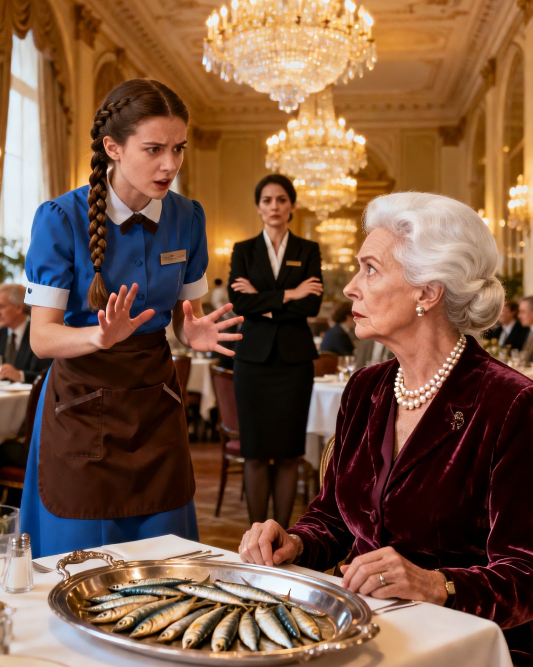 A humble waitress patiently serves a deaf woman, u…