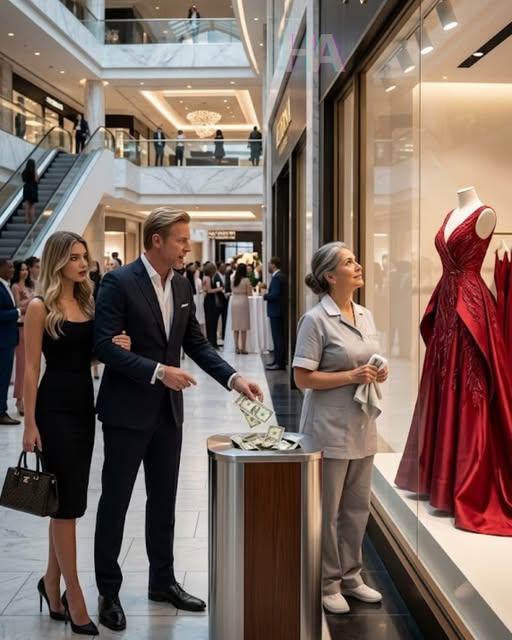 SHE MOCKED THE JANITOR BESIDE A MILLION-DOLLAR DRESS… THEN THE ENTIRE MALL FROZE WHEN THE REAL OWNER OF THE EMPIRE SPOKE HER NAME