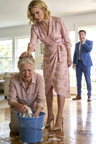I came home from the USA with a suitcase full of gifts and a heart full of trust. The door wasn’t even locked. I heard my wife’s voice—cold, sharp: “Faster. Don’t act old in my house.” Then my mother’s trembling reply cut through me: “Please… my hands hurt.” I froze in the hallway, watching her scrub the floor like a maid. My stomach dropped. My wife turned, smiled, and said, “Oh… you’re early.” And that’s when I realized—this wasn’t the first time.