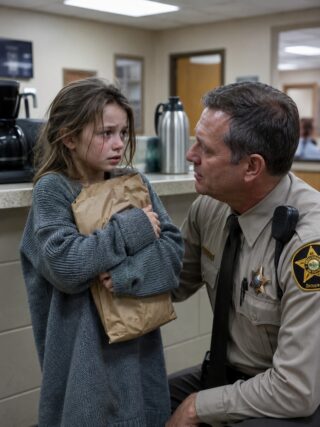 She was only seven when she walked nine blocks in the dark with her baby brother hidden in a grocery bag, stepped barefoot into the Briar Glen Police Department at 9:46 p.m., and whispered, “Please… I brought him here alone,” but the real terror began when Deputy Evan Hollis opened the folded note from her mother, realized the child had followed a secret escape plan perfectly, and then saw the man the note warned about walk through the station doors acting calm enough to fool everyone — except the little girl who already knew exactly what his smile meant
