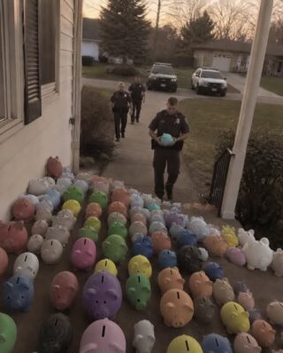 My 6-Year-Old Son Gave All His Savings to Help Our Elderly Neighbor – The Next Morning, Our Yard Was Filled with Piggy Banks, and Patrol Cars Were Everywhere
