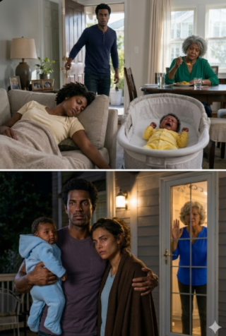 My wife was so exhausted she could barely stand, but my mother insisted on “helping” with the baby. I came home early and found my wife fainting on the sofa while my mother sat nearby, ignoring the baby’s frantic cries and eating a meal my wife had