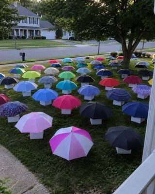 My son lent his umbrella to a pregnant stranger in the rain – the next morning, 47 umbrellas appeared on our lawn, each with a numbered box that chilled me to the bone.