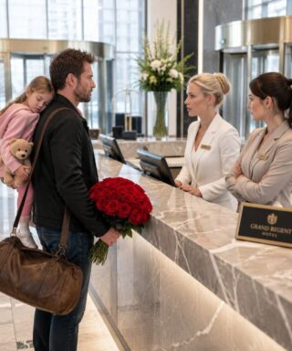 A widowed father was turned away at his own hotel with his sleeping daughter in his arms… but by the time the staff realized who he truly was, it was already too late.
